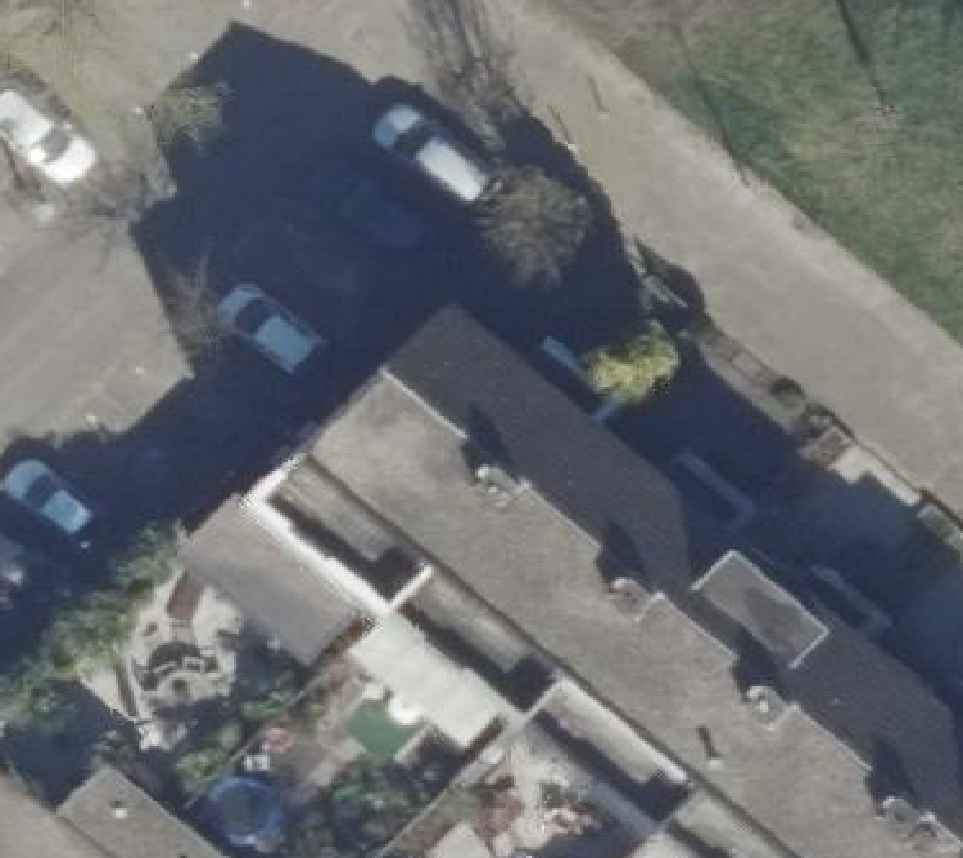 True ortho Luchtfoto op daksegment ingezoomd