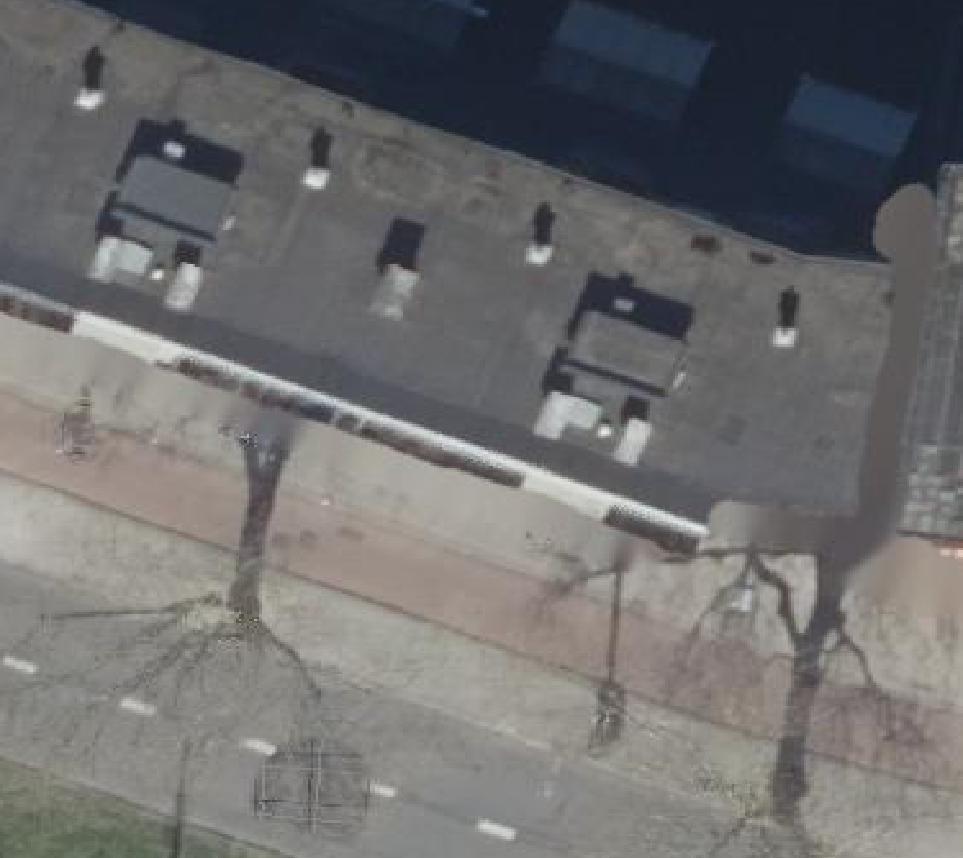 True ortho Luchtfoto op daksegment ingezoomd