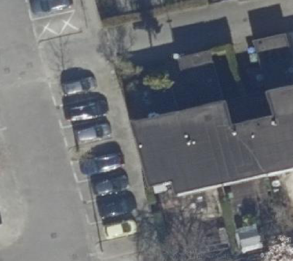 True ortho Luchtfoto op daksegment ingezoomd