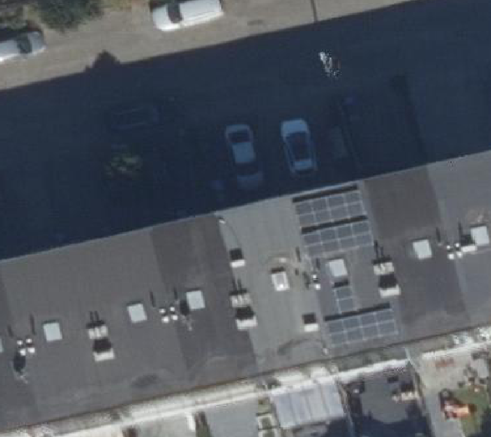 True ortho Luchtfoto op daksegment ingezoomd