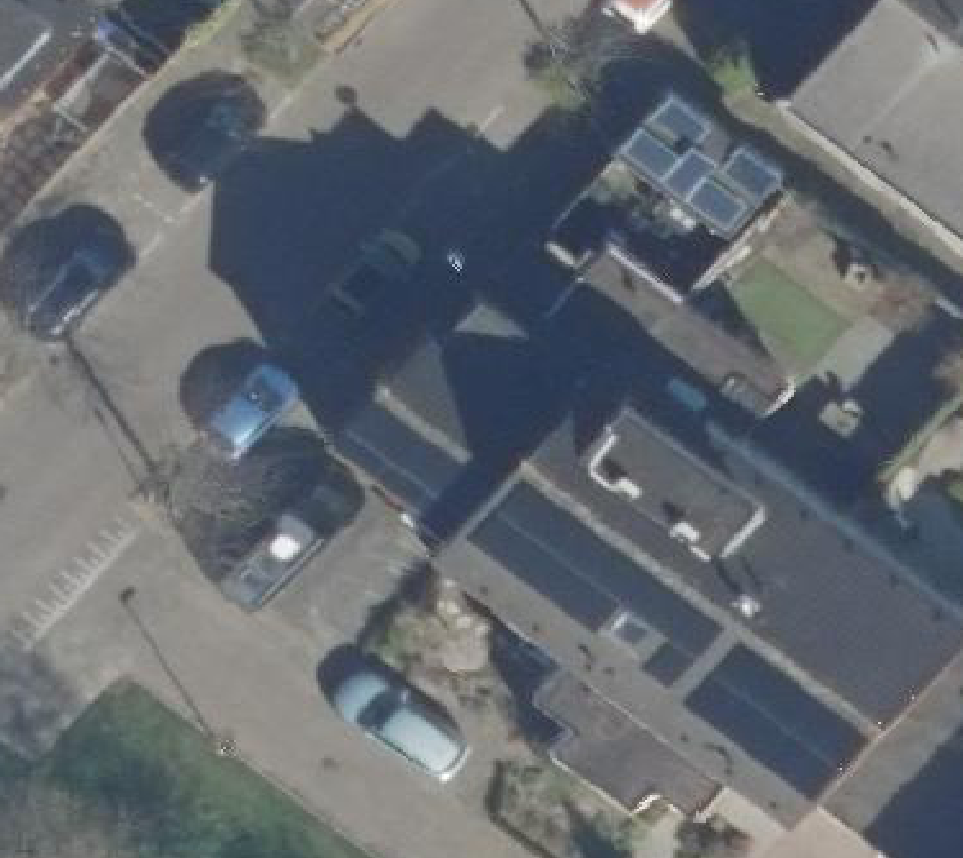 True ortho Luchtfoto op daksegment ingezoomd