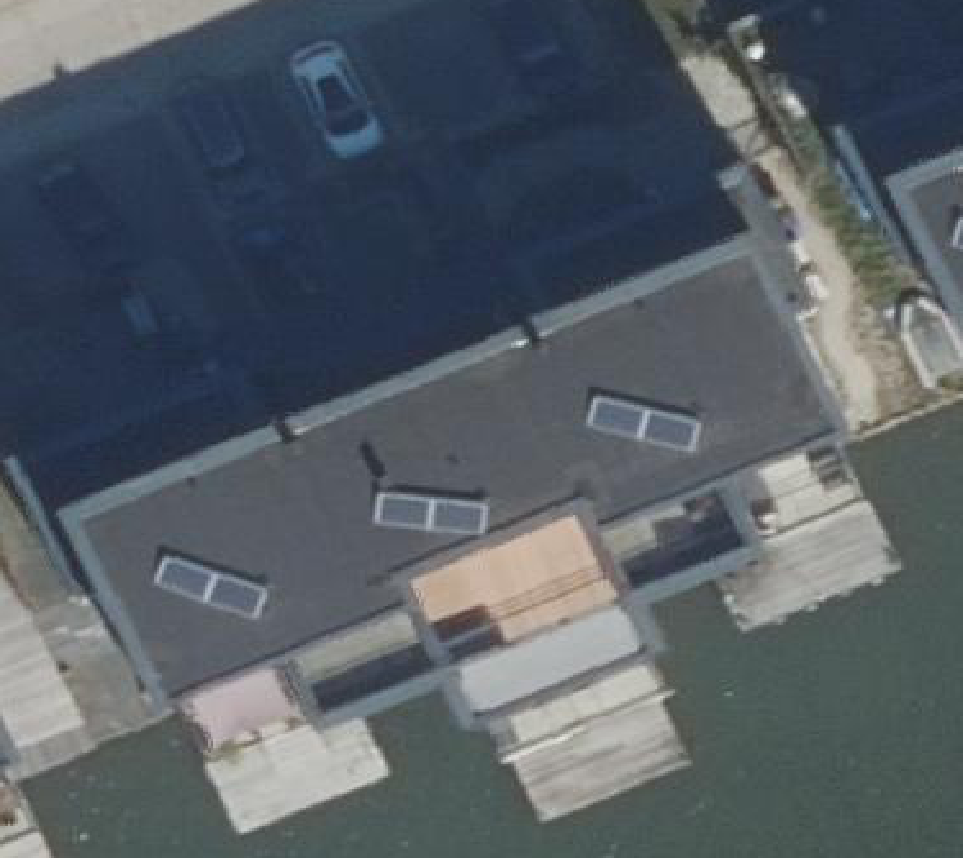 True ortho Luchtfoto op daksegment ingezoomd