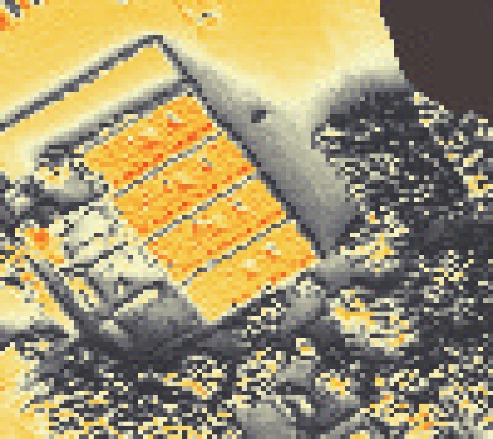 PV-irradiatie op daksegment met intensiteitsverdeling van zonlicht