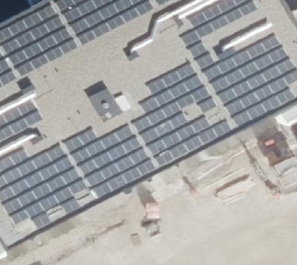 True ortho Luchtfoto op daksegment ingezoomd