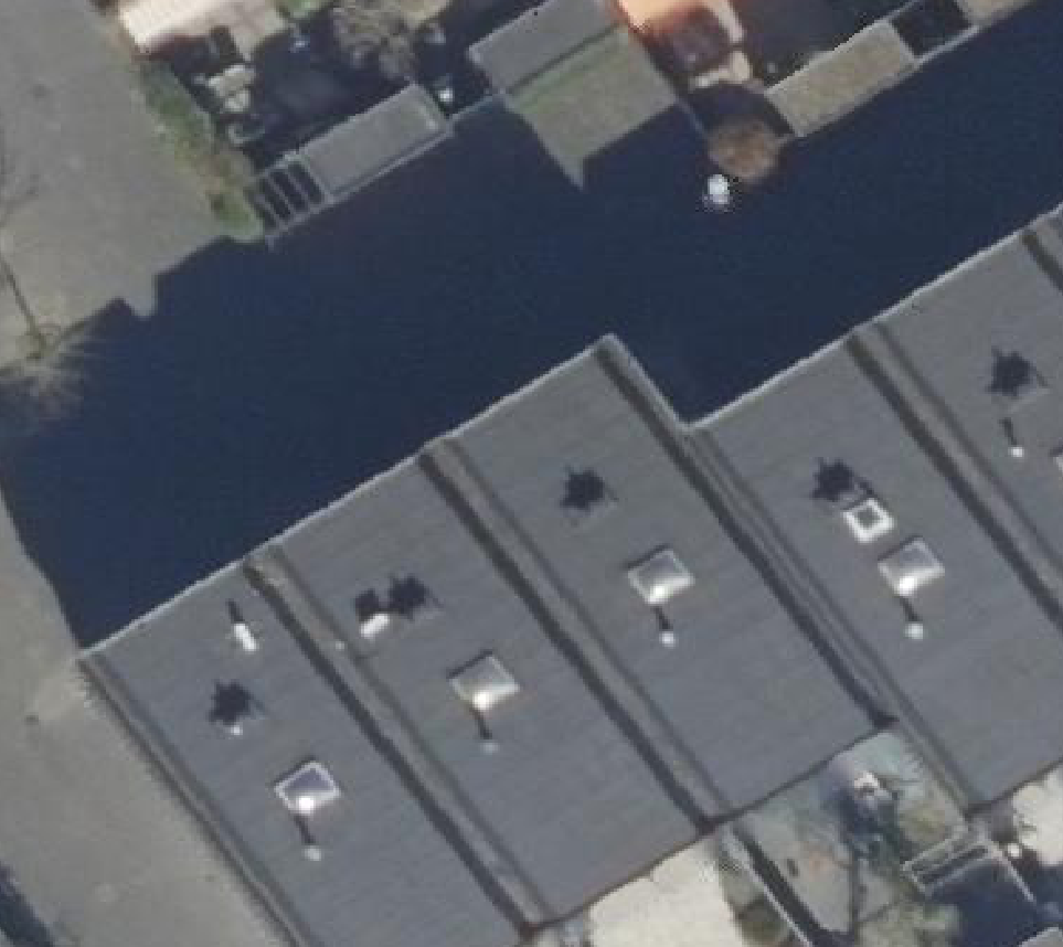 True ortho Luchtfoto op daksegment ingezoomd