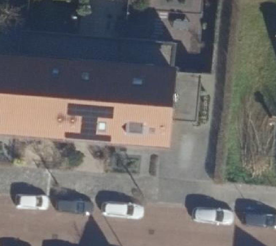 True ortho Luchtfoto op daksegment ingezoomd