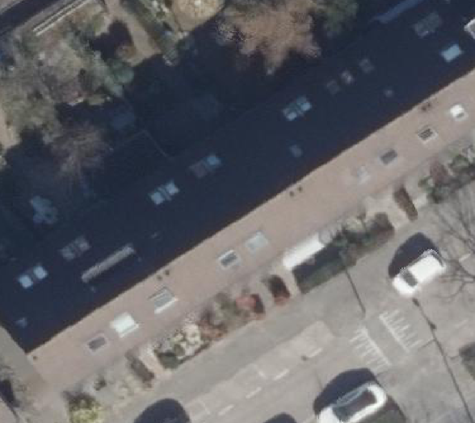 True ortho Luchtfoto op daksegment ingezoomd