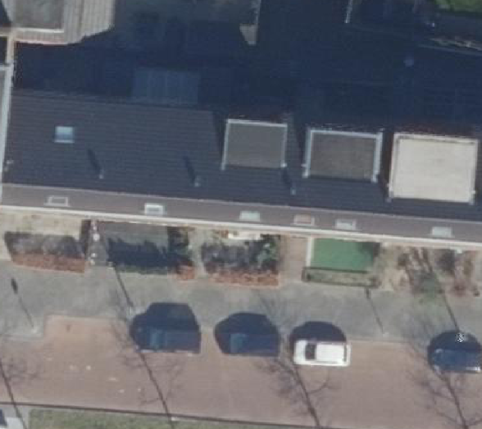 True ortho Luchtfoto op daksegment ingezoomd