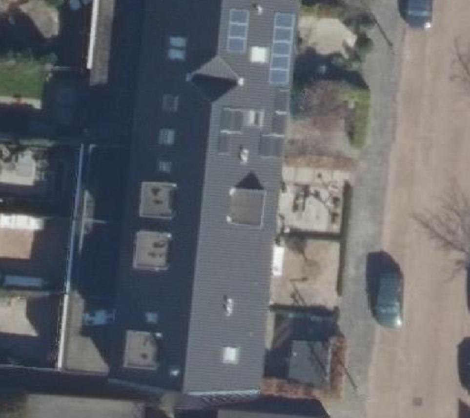 True ortho Luchtfoto op daksegment ingezoomd