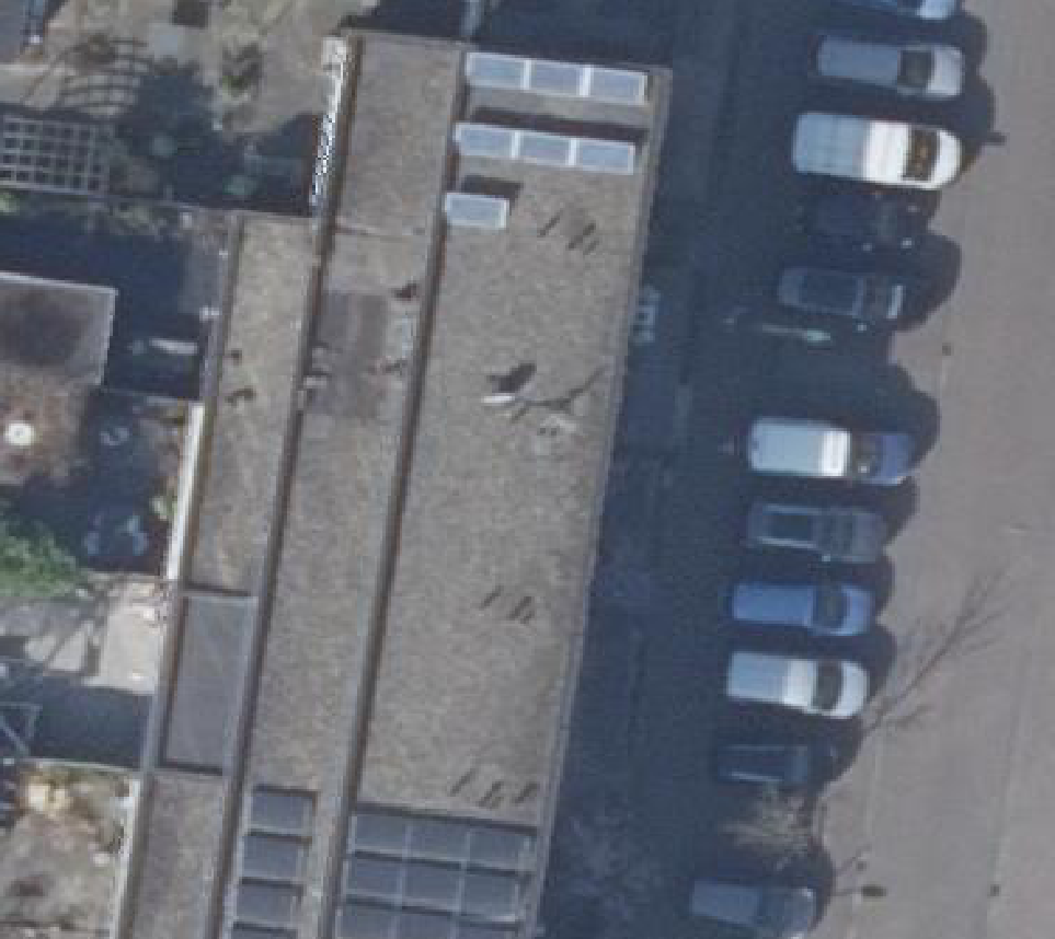 True ortho Luchtfoto op daksegment ingezoomd