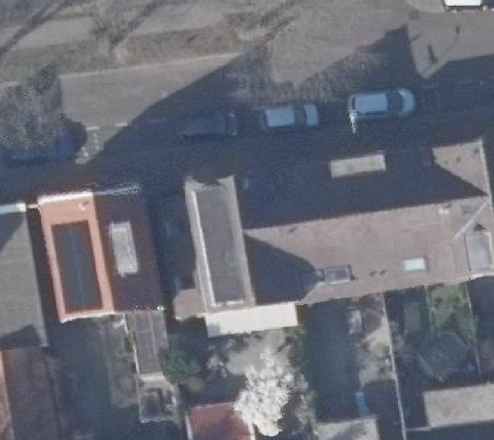 True ortho Luchtfoto op daksegment ingezoomd