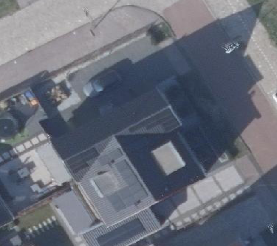 True ortho Luchtfoto op daksegment ingezoomd