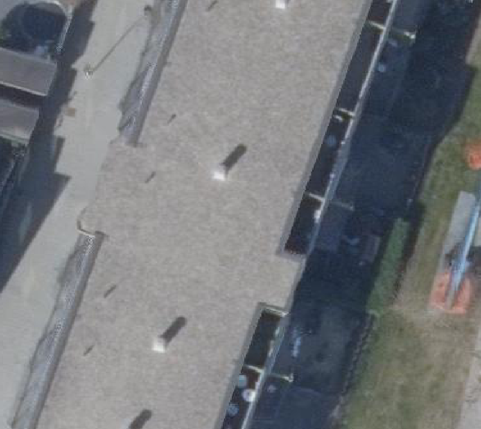 True ortho Luchtfoto op daksegment ingezoomd