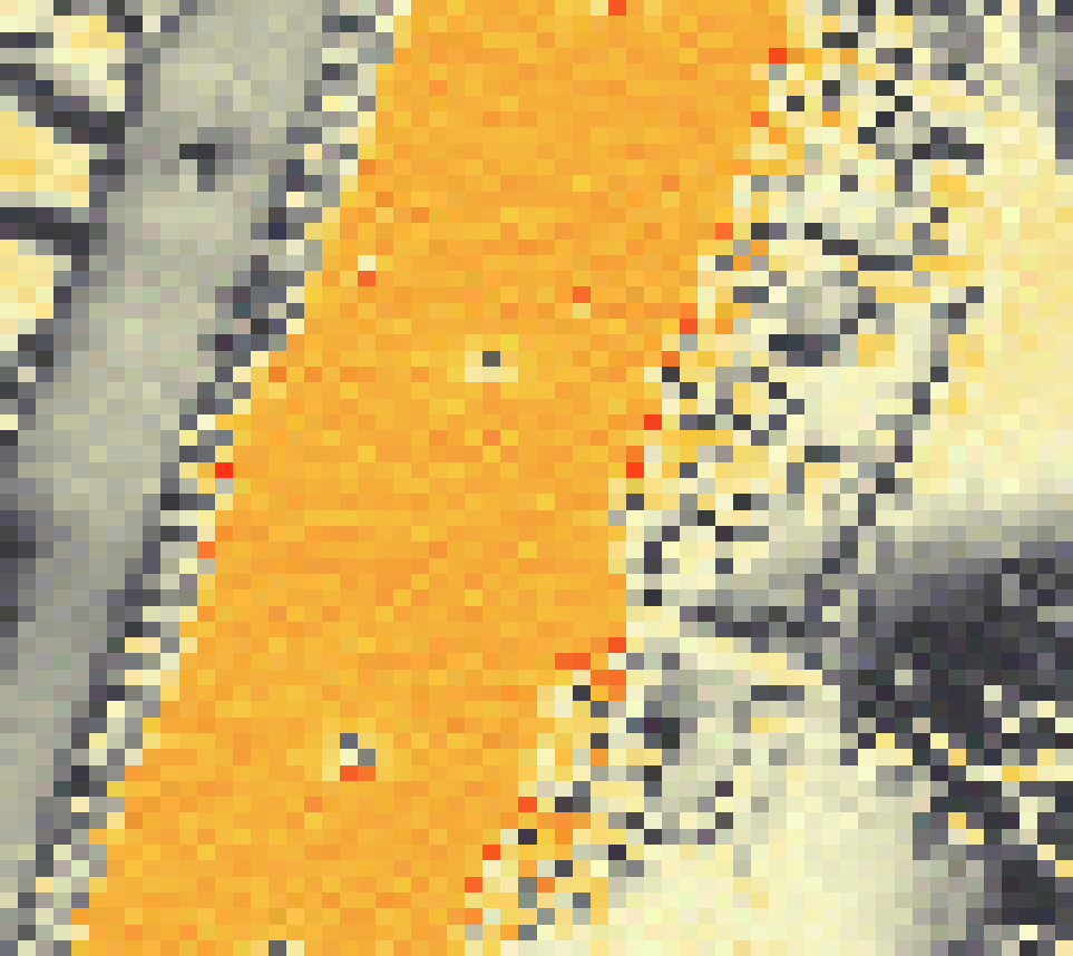 PV-irradiatie op daksegment ingezoomd met intensiteitsverdeling van zonlicht