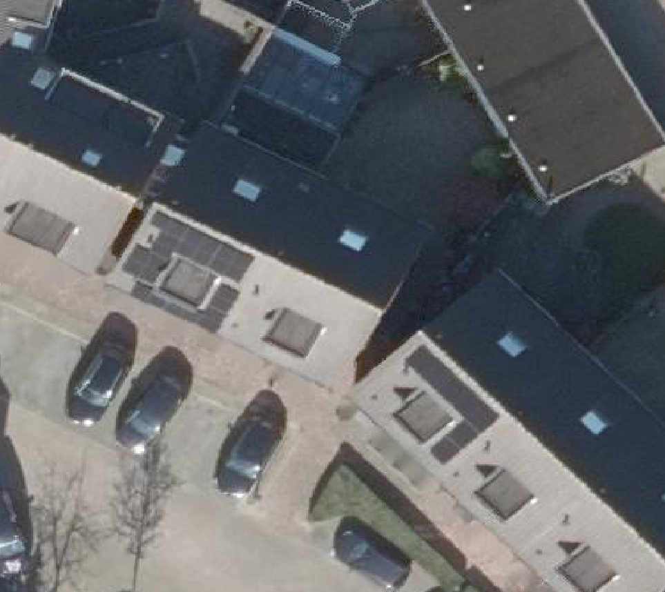 True ortho Luchtfoto op daksegment ingezoomd