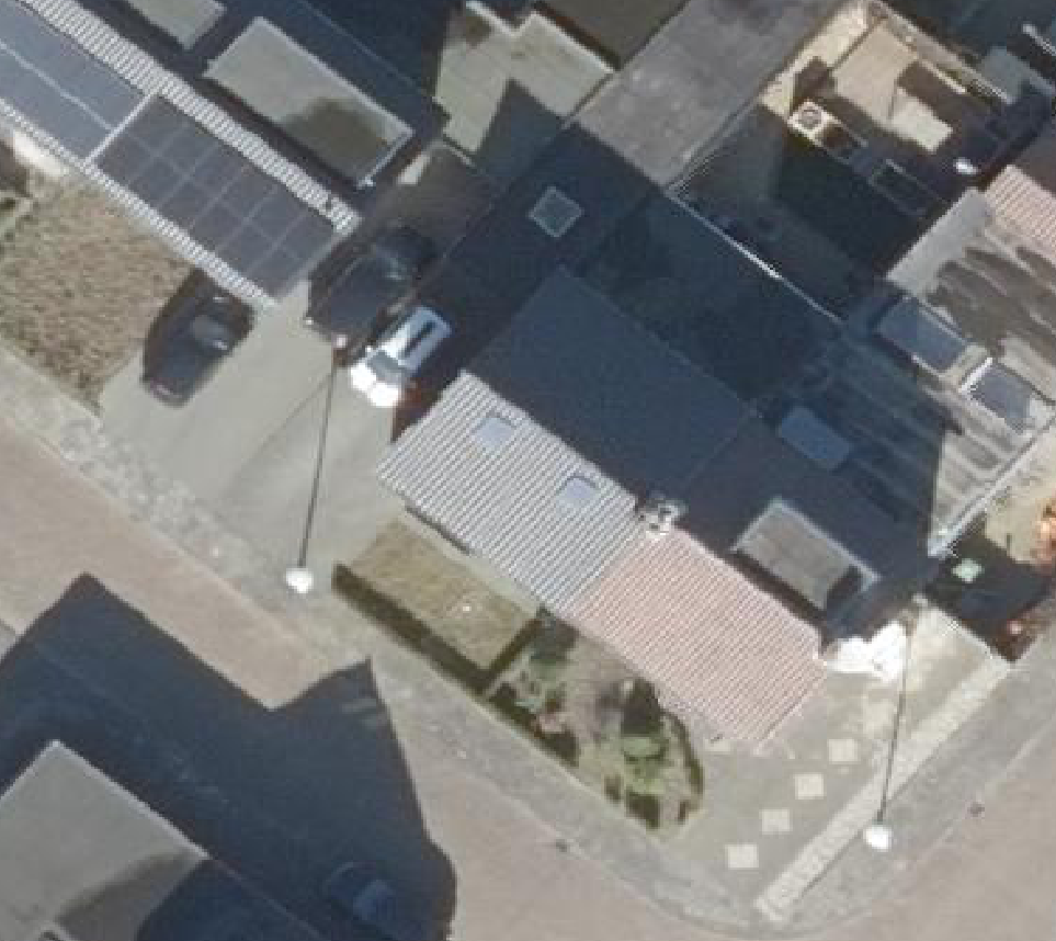 True ortho Luchtfoto op daksegment ingezoomd
