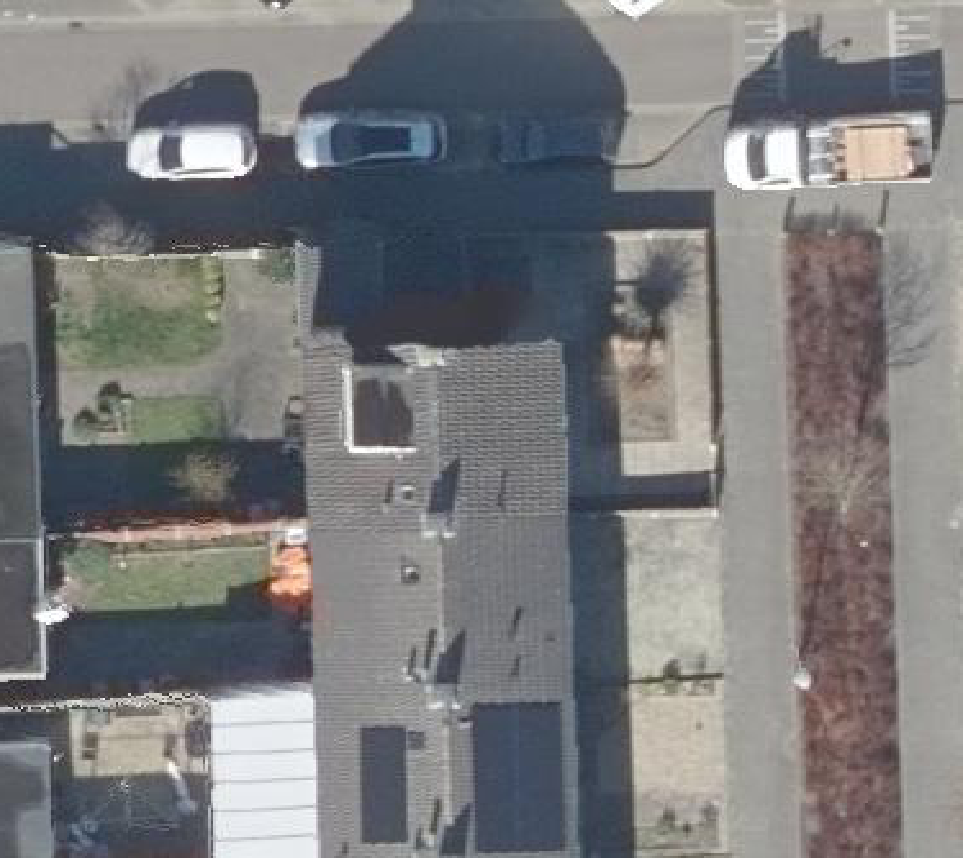 True ortho Luchtfoto op daksegment ingezoomd
