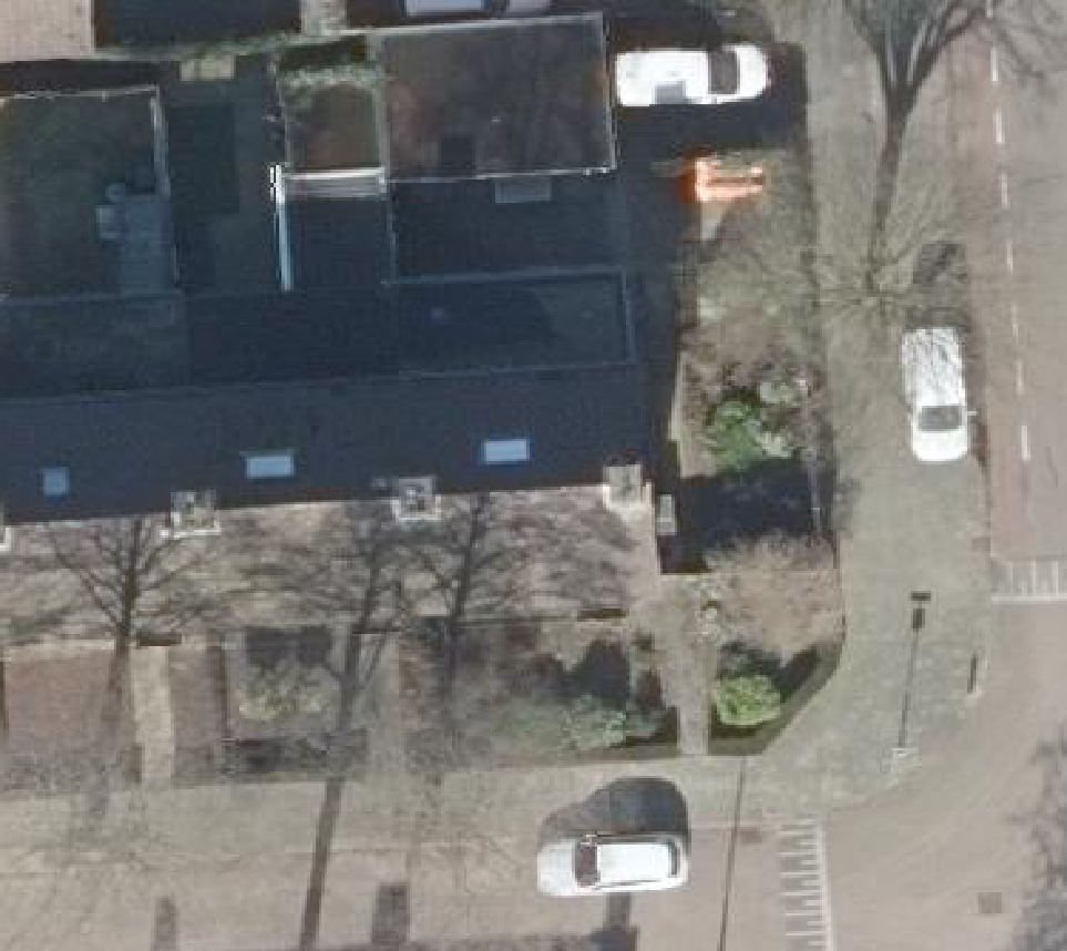 True ortho Luchtfoto op daksegment ingezoomd