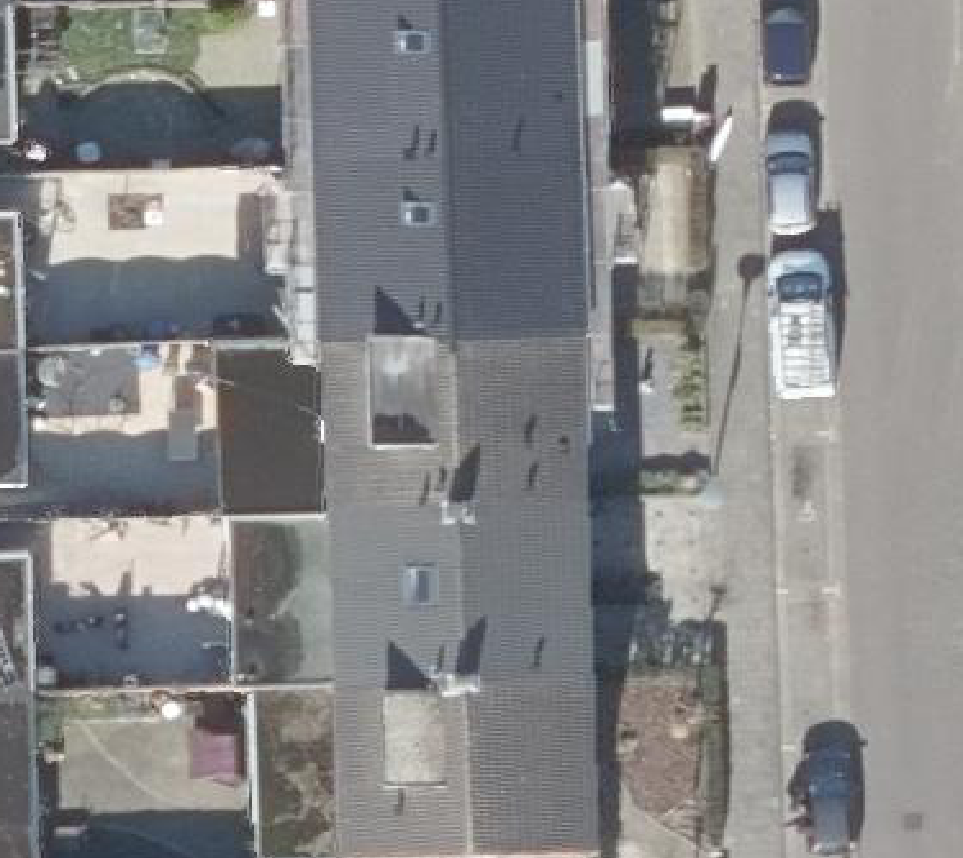 True ortho Luchtfoto op daksegment ingezoomd