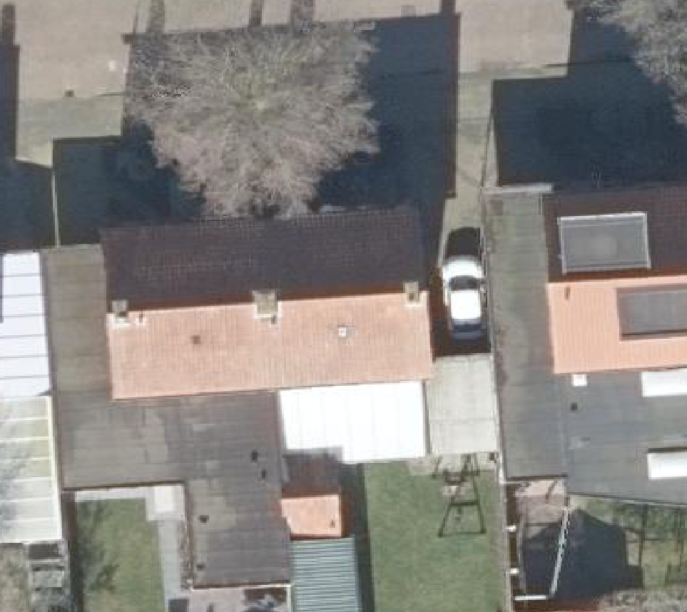 True ortho Luchtfoto op daksegment ingezoomd