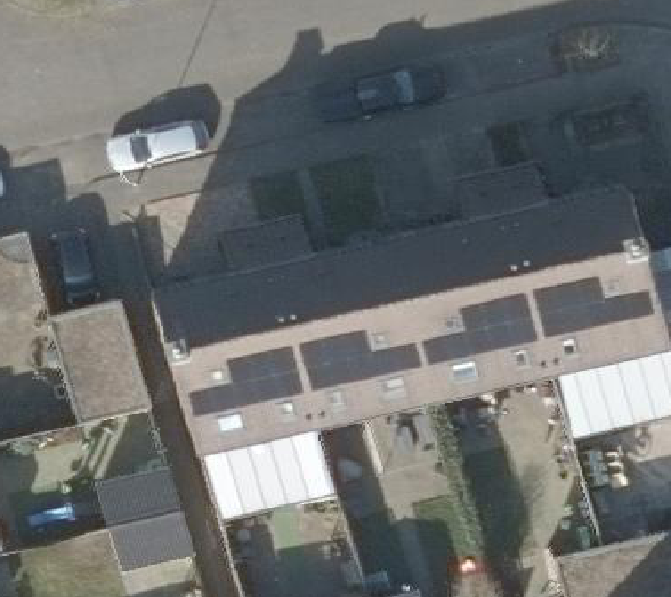 True ortho Luchtfoto op daksegment ingezoomd