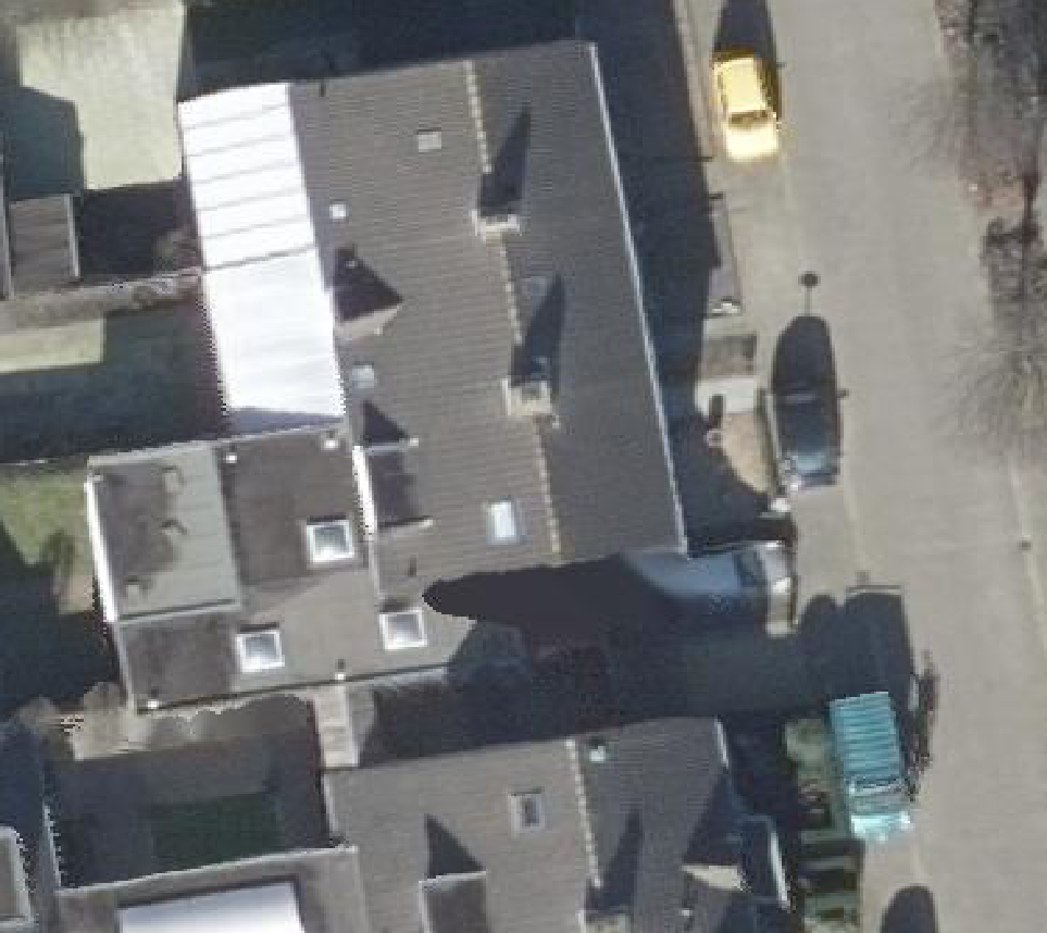 True ortho Luchtfoto op daksegment ingezoomd