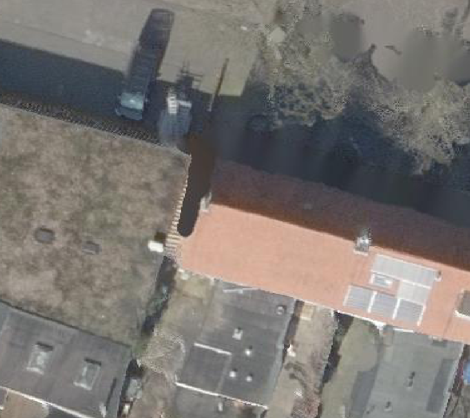 True ortho Luchtfoto op daksegment ingezoomd