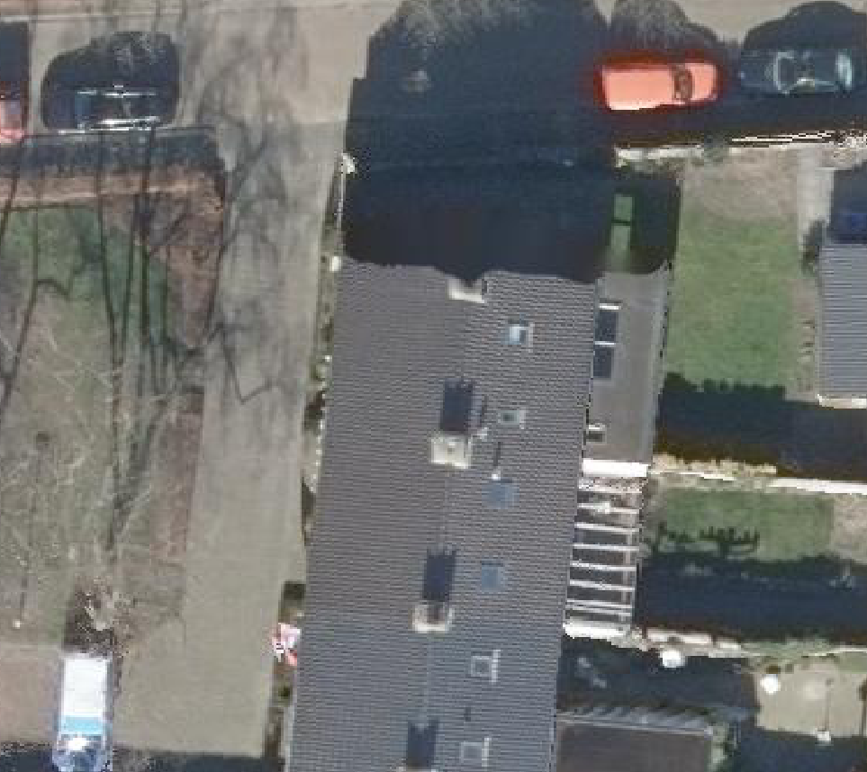 True ortho Luchtfoto op daksegment ingezoomd