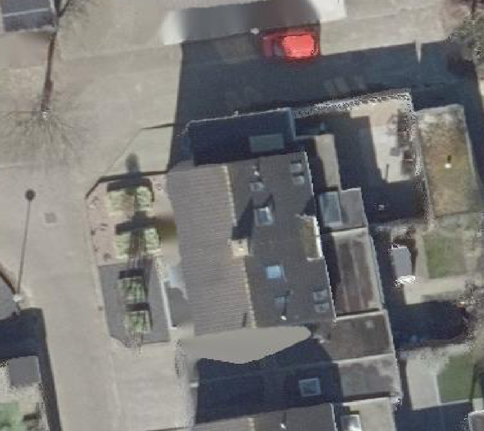 True ortho Luchtfoto op daksegment ingezoomd