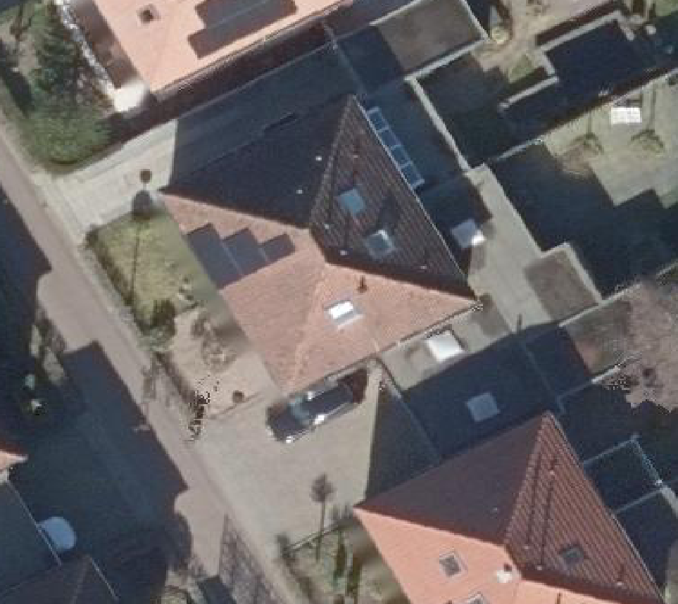 True ortho Luchtfoto op daksegment ingezoomd