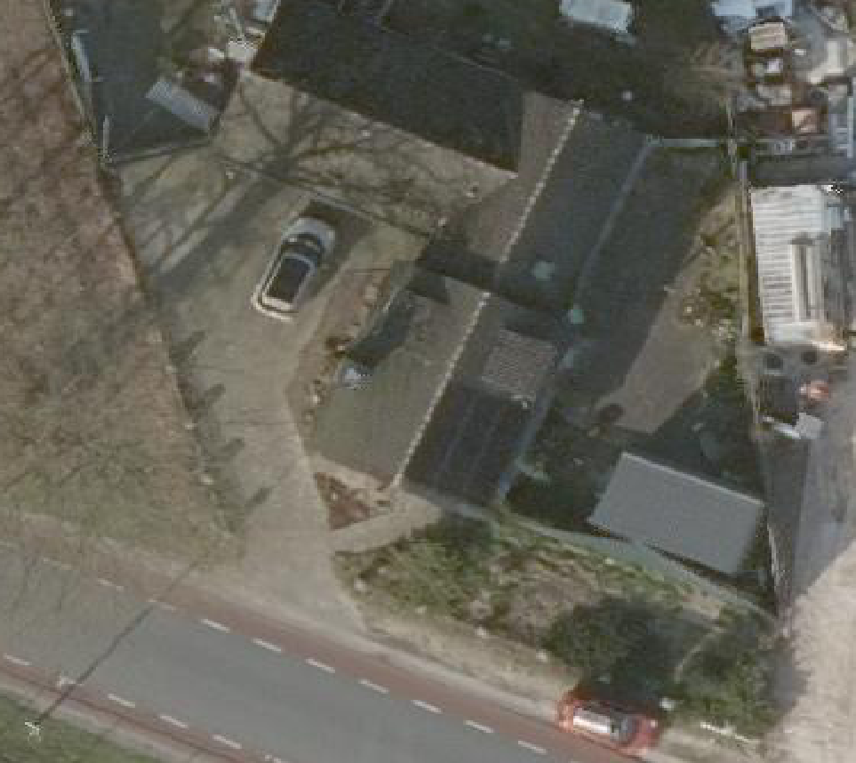 True ortho Luchtfoto op daksegment ingezoomd