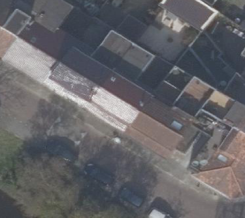 True ortho Luchtfoto op daksegment ingezoomd