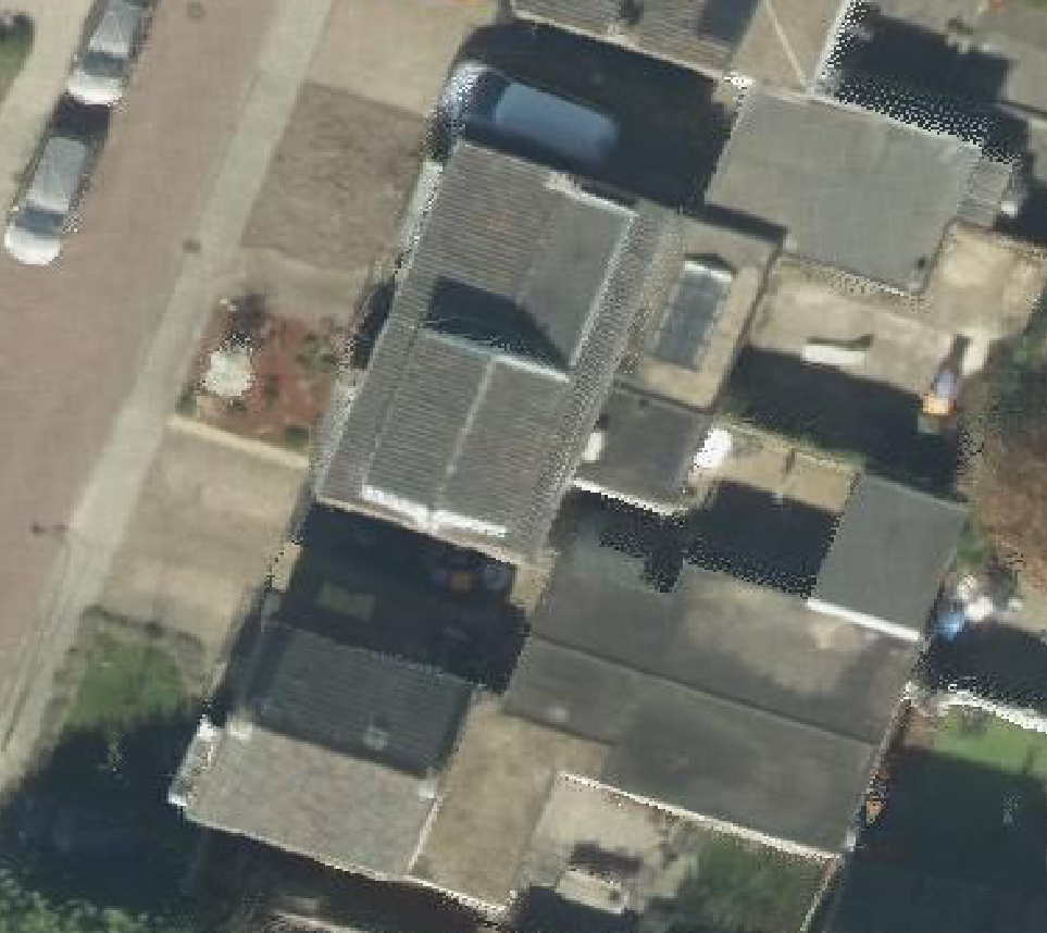 True ortho Luchtfoto op daksegment ingezoomd