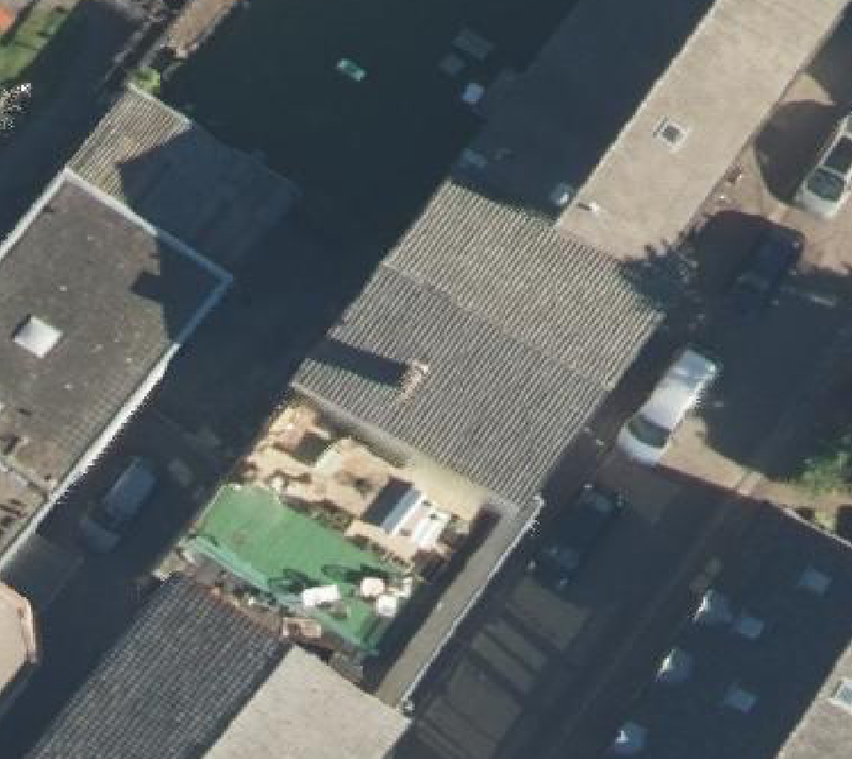 True ortho Luchtfoto op daksegment ingezoomd