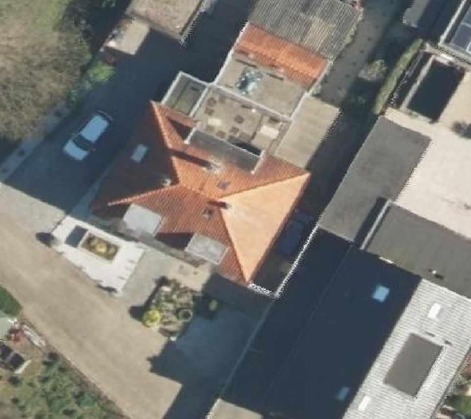 True ortho Luchtfoto op daksegment ingezoomd