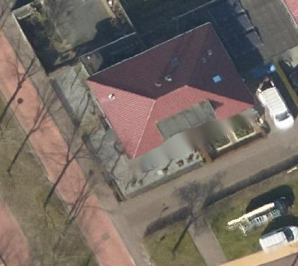 True ortho Luchtfoto op daksegment ingezoomd