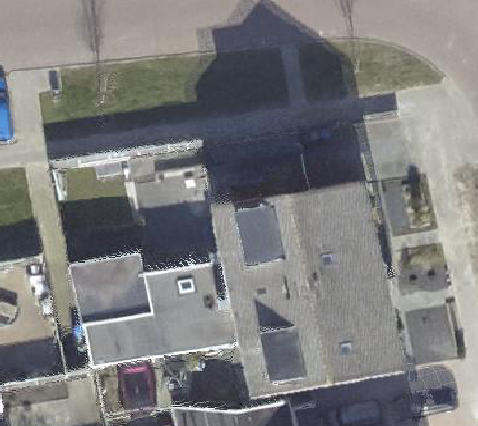 True ortho Luchtfoto op daksegment ingezoomd