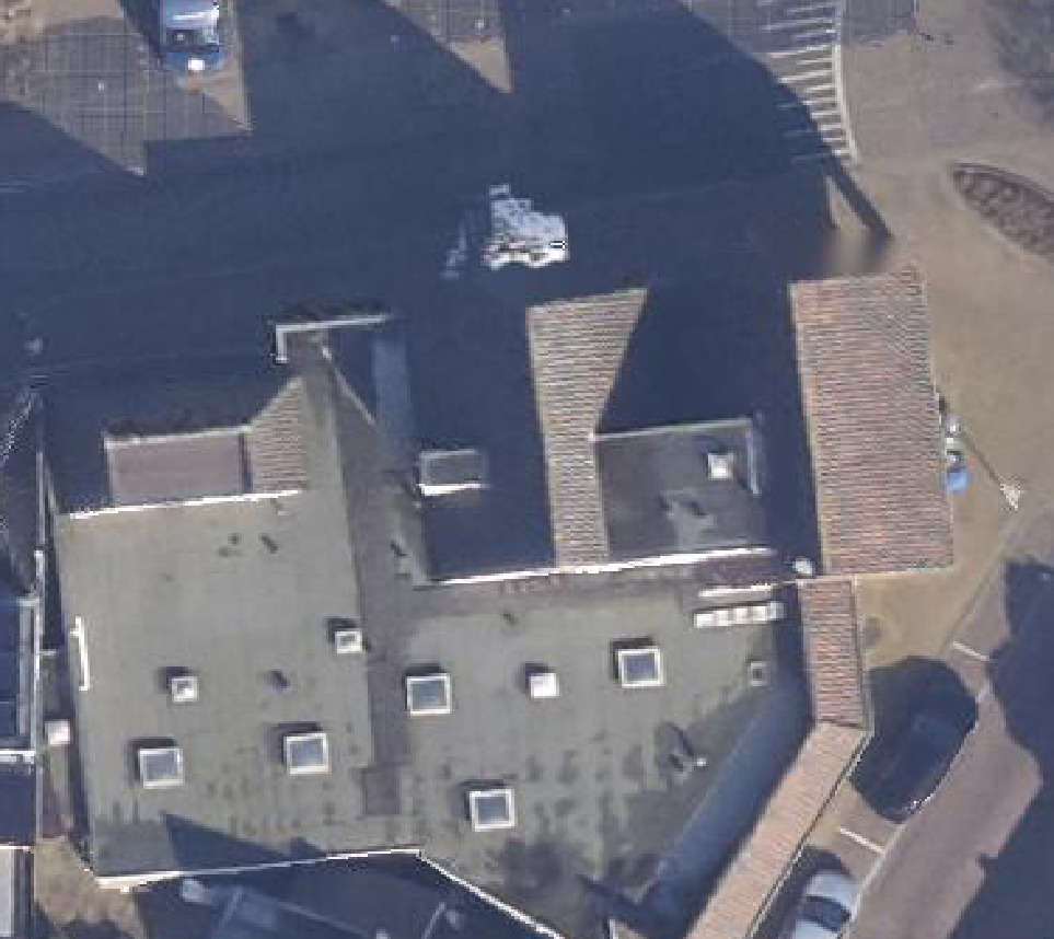 True ortho Luchtfoto op daksegment ingezoomd