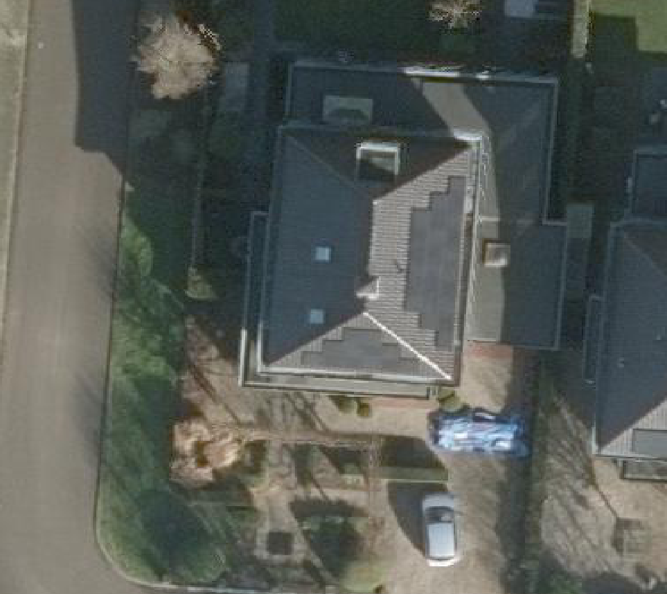 True ortho Luchtfoto op daksegment ingezoomd