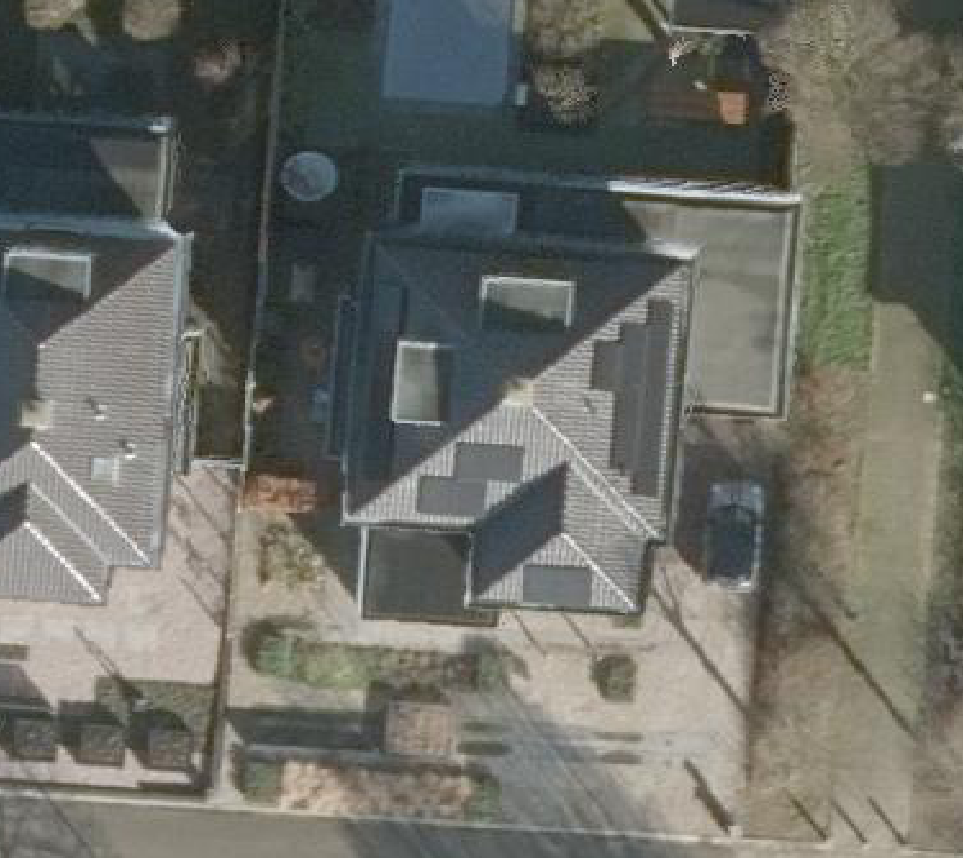 True ortho Luchtfoto op daksegment ingezoomd