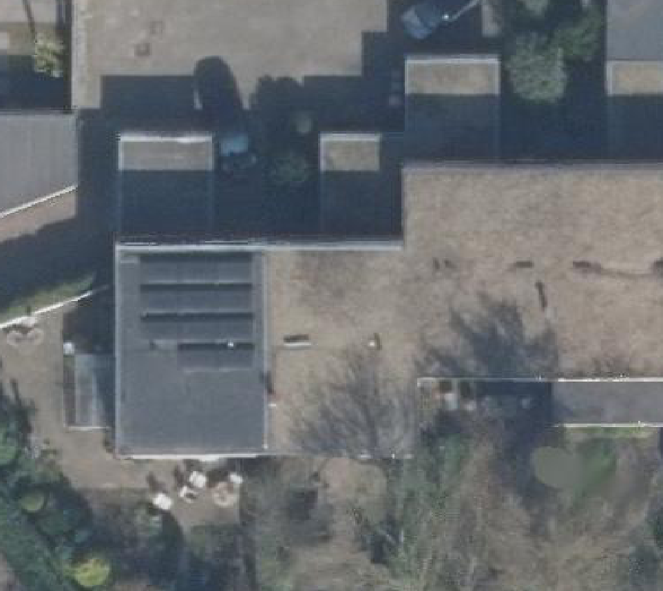 True ortho Luchtfoto op daksegment ingezoomd