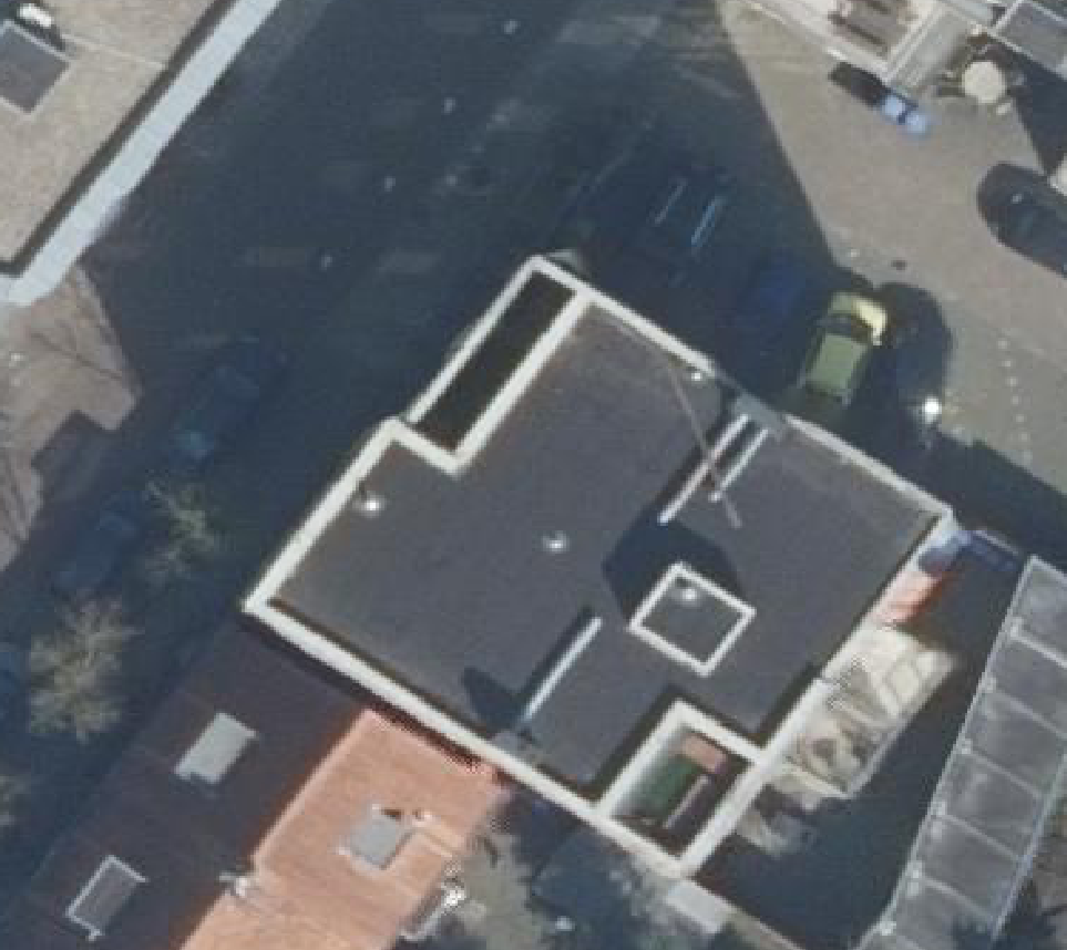 True ortho Luchtfoto op daksegment ingezoomd