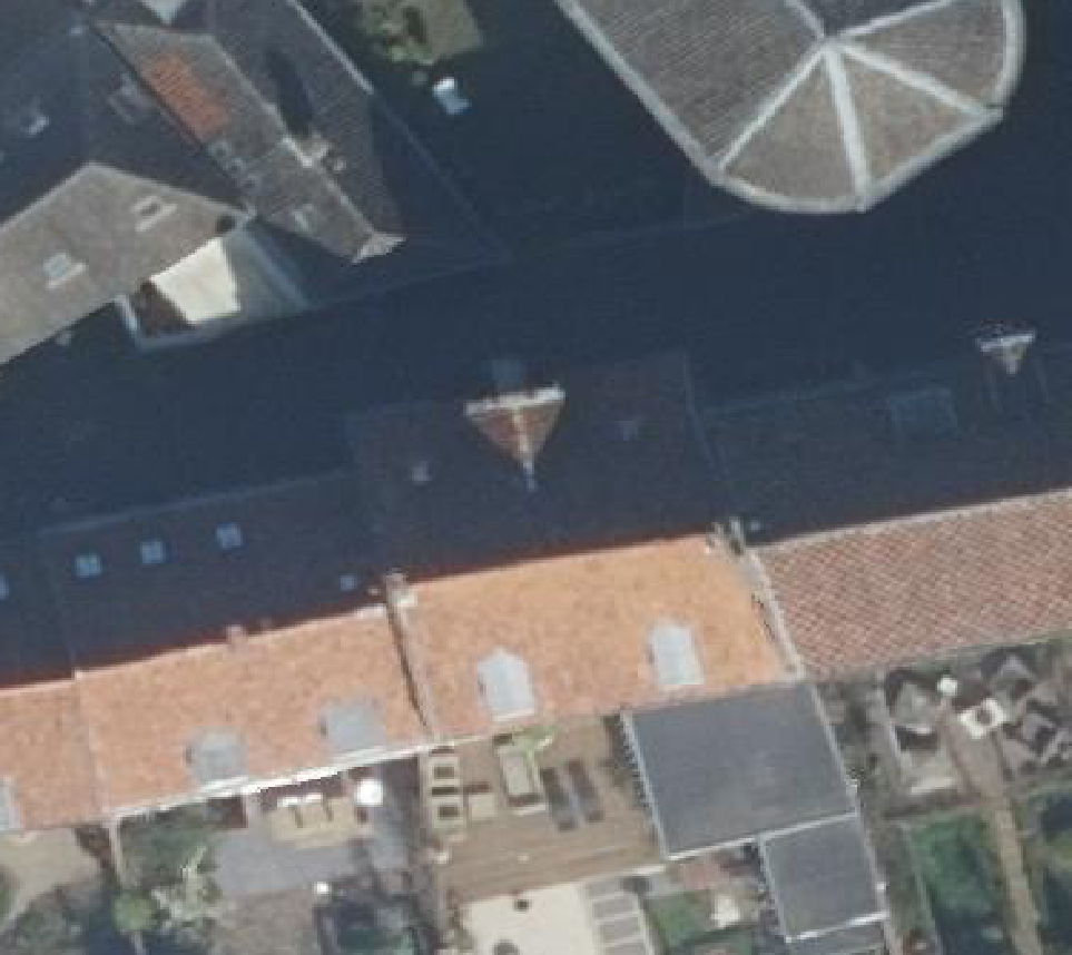 True ortho Luchtfoto op daksegment ingezoomd