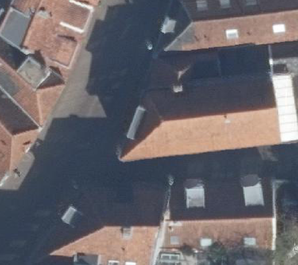 True ortho Luchtfoto op daksegment ingezoomd