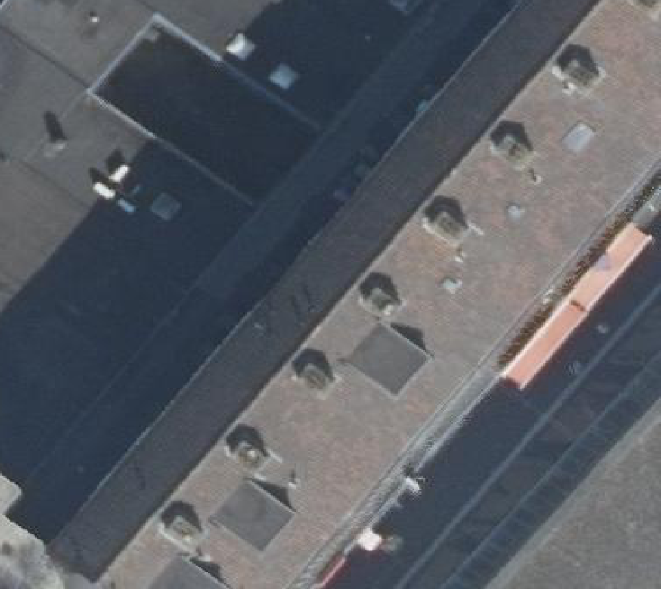 True ortho Luchtfoto op daksegment ingezoomd