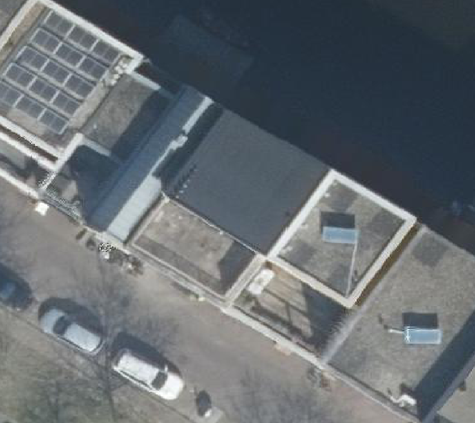 True ortho Luchtfoto op daksegment ingezoomd