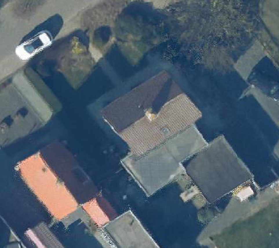 True ortho Luchtfoto op daksegment ingezoomd