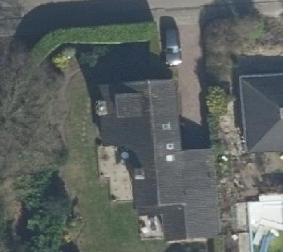 True ortho Luchtfoto op daksegment ingezoomd