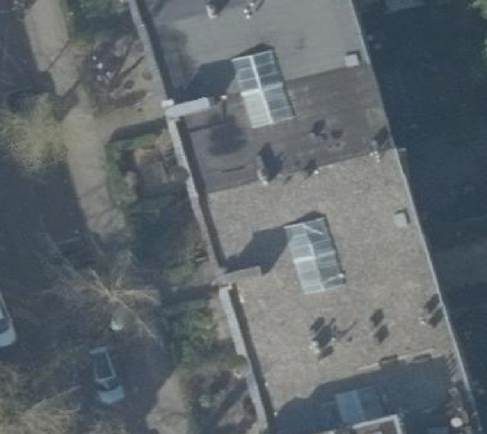 True ortho Luchtfoto op daksegment ingezoomd