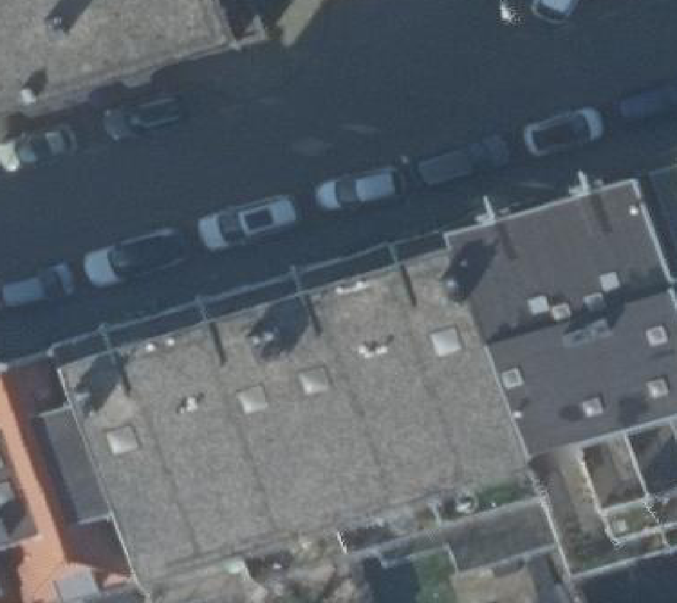 True ortho Luchtfoto op daksegment ingezoomd